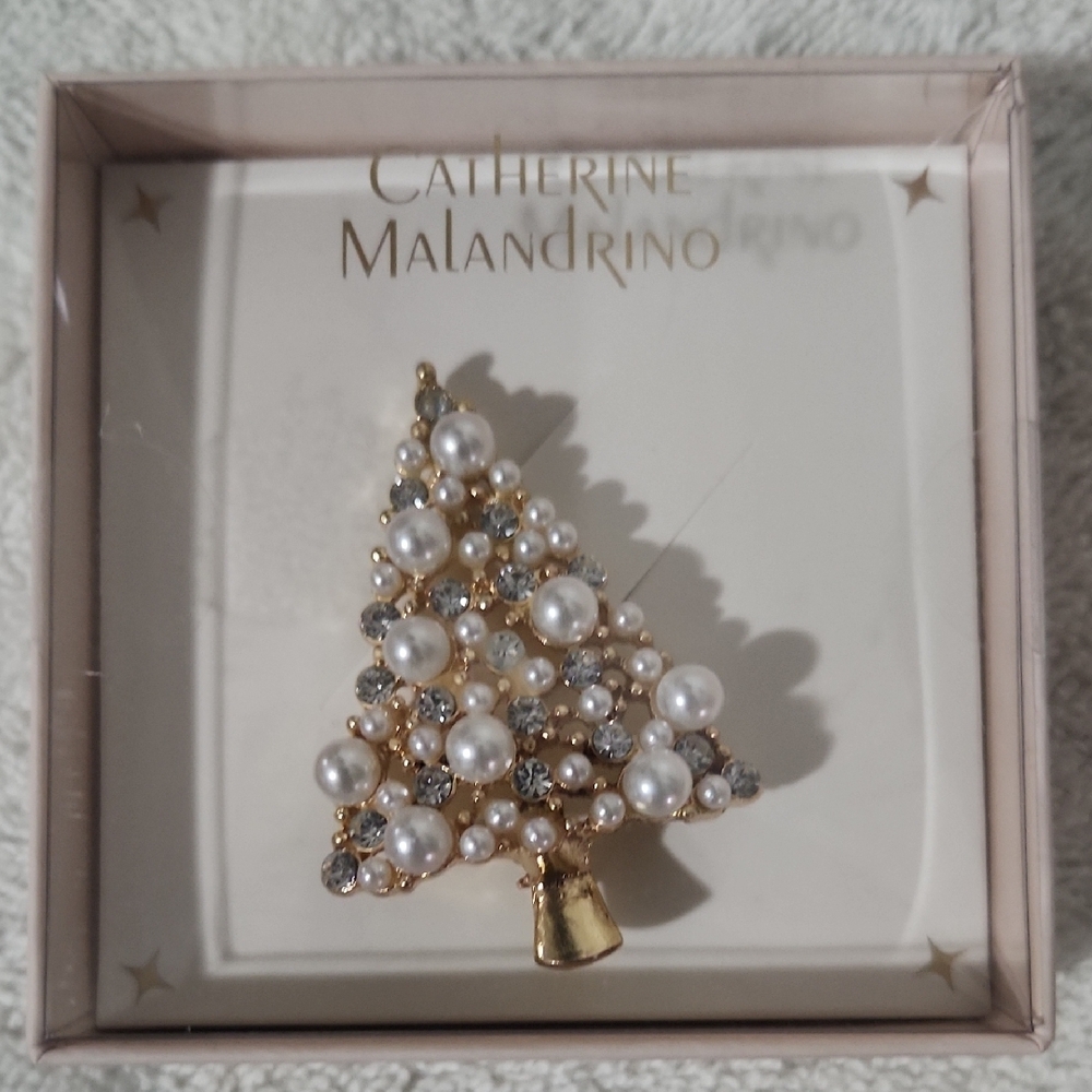 Catherine Malandrino Gold and Silver Christmas Tree Brooch